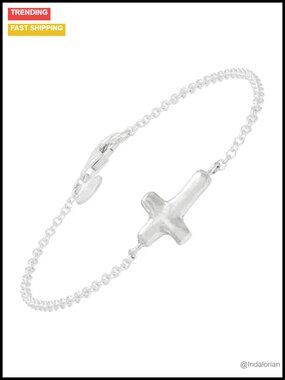 Sterling Silver Cross Link Bracelet Lobster Clasp 7.5 Inch